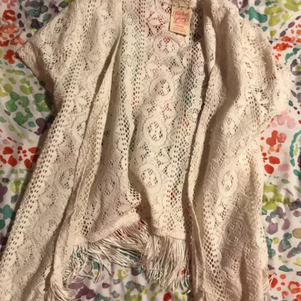 Girls Sz6 Lace Fringe Kimono